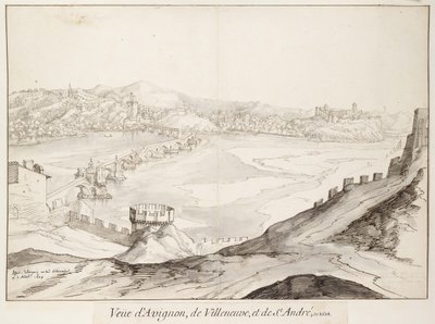 View of the Bridge at Avignon looking towards Villeneuve by Etienne Martellange
